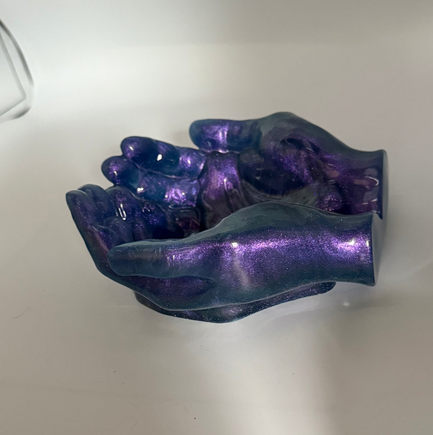 Large purple resin hand trinket tray.