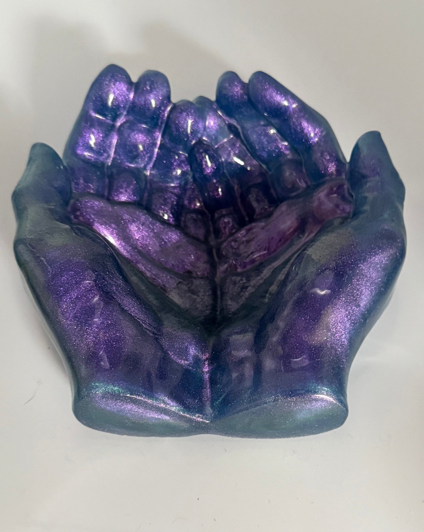 Large purple resin hand trinket tray.