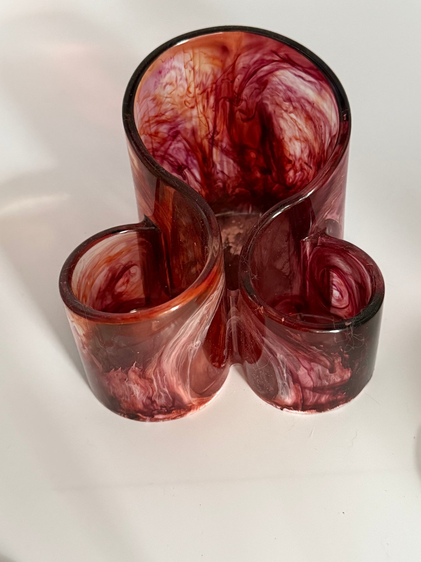 Red three canister pencil/pen holder